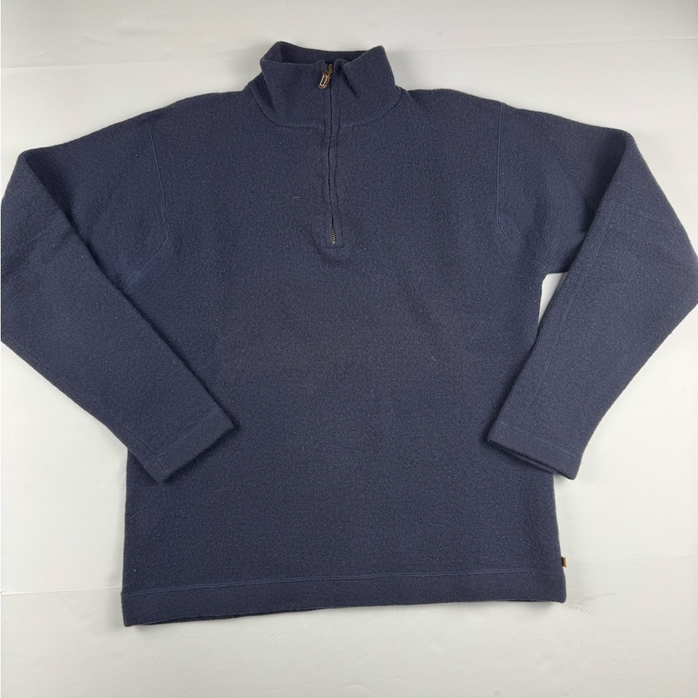 Timberland Men's Dark Blue 1/4 zip 100%wool long sleeve pullover size small
